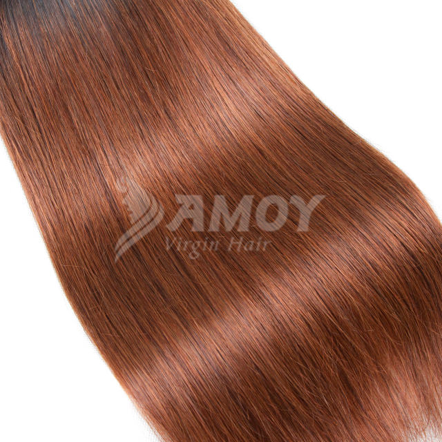 Amoy Virgin Hair 4pcs ombre hair bundles 1b/30 Straight/Body Wave