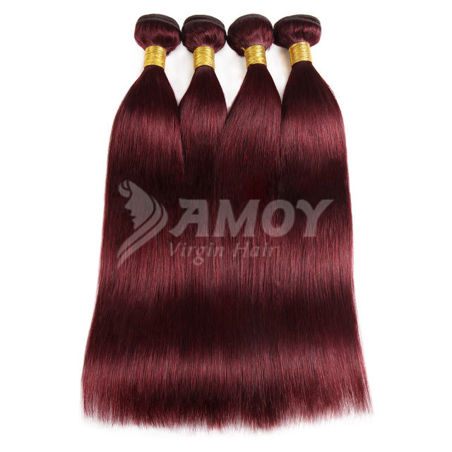 Amoy Virgin Hair 3pcs ombre hair bundles 99j# Straight/Body Wave