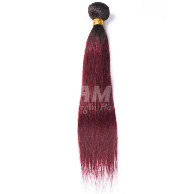 Amoy Virgin Hair 3pcs ombre hair bundles 1b/99j# Straight/Body Wave