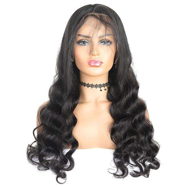 Amoy Virgin Hair 13*4 Natural Black Hairline Loose Wave Human Hair Lace Front Wigs