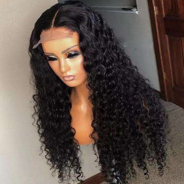 Amoy Virgin Hair 13*4 Natural Black Hairline Deep Wave Human Hair Lace Front Wigs