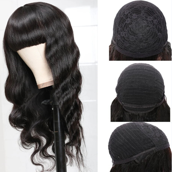 【Amoy Virgin Hair】 Natural Color  Machine Made Long Body Wave Virgin Hair Wigs 130%-180% Density