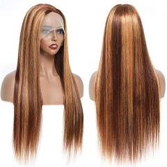 Amoy Virgin Hair 13*4  P4/27 Highlight Honey Blonde Straight Human Hair Lace Front Wigs