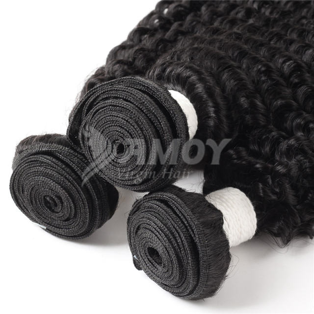 Amoy Virgin Hair Kinky Curly  8A Remy Hair 3 Bundles with 4*4 Lace Closure