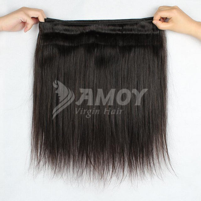 Amoy Virgin Hair Straight 8A Remy Hair 4 Bundles with 4*4 Lace Closure