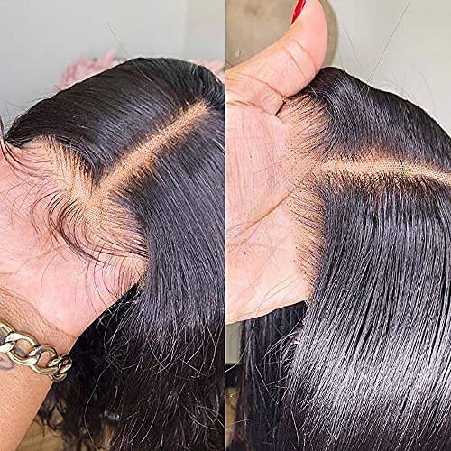 Amoy Virgin Hair 4*4 Closure Lace Short Straight Natural Black Bob Remy Hair Wigs