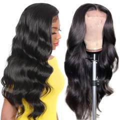 Amoy Virgin Hair 13*6 Natural Black Hairline Body Wave Human Hair Lace Front Wigs
