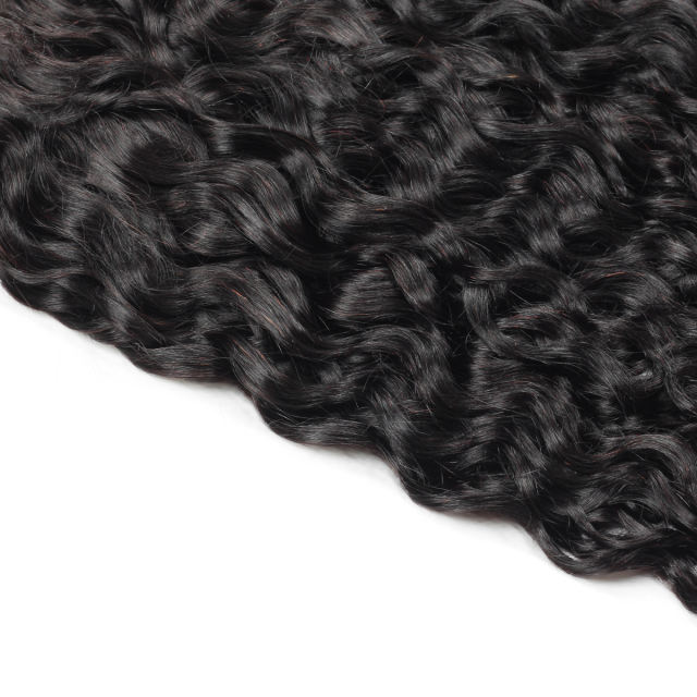 Amoy Virgin Hair Water Wave  8A Remy Hair 3 Bundles with 4*4 Lace Closure