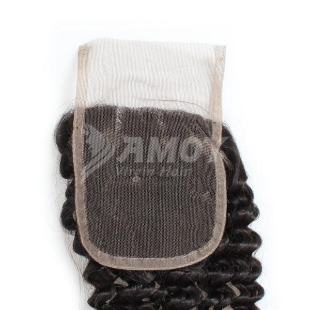 Amoy Virgin Hair Kinky Curly  8A Remy Hair 3 Bundles with 4*4 Lace Closure