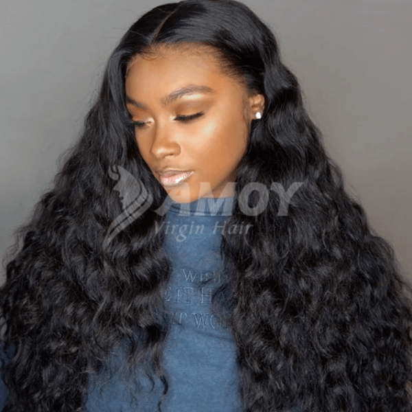 Amoy Virgin Hair Loose Deep  8A Remy Hair 3 Bundles with 4*4 Lace Closure