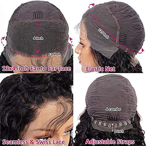 Amoy Virgin Hair 13*4 Natural Black Hairline Kinky Curly Human Hair Lace Front Wigs