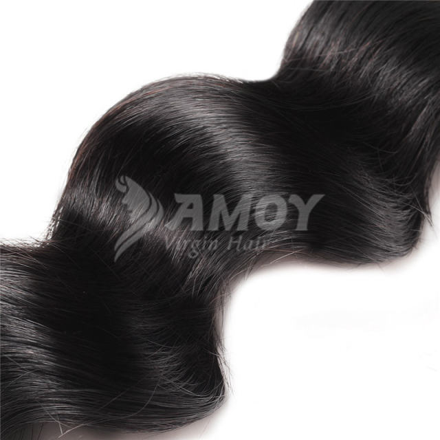 Amoy Virgin Hair Loose Deep 8A Remy Hair 4 Bundles with 4*4 Lace Closure