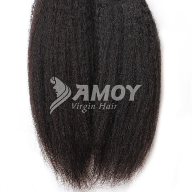 Amoy Virgin Hair Yaki Straight 8A Remy Hair 4 Bundles with 4*4 Lace Closure