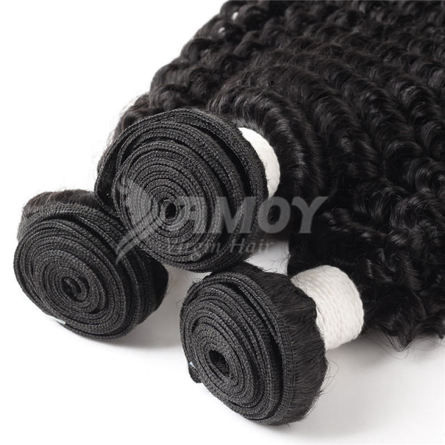 Amoy Virgin Hair Kinky Curly 8A Remy Hair 4 Bundles with 4*4 Lace Closure