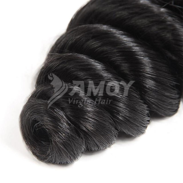 Amoy Virgin Hair Loose Wave 8A Remy Hair 4 Bundles with 13*4 Lace Frontal