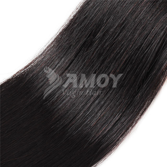 Amoy Virgin Hair Straight 8A Remy Hair 4 Bundles with 13*4 Lace Frontal