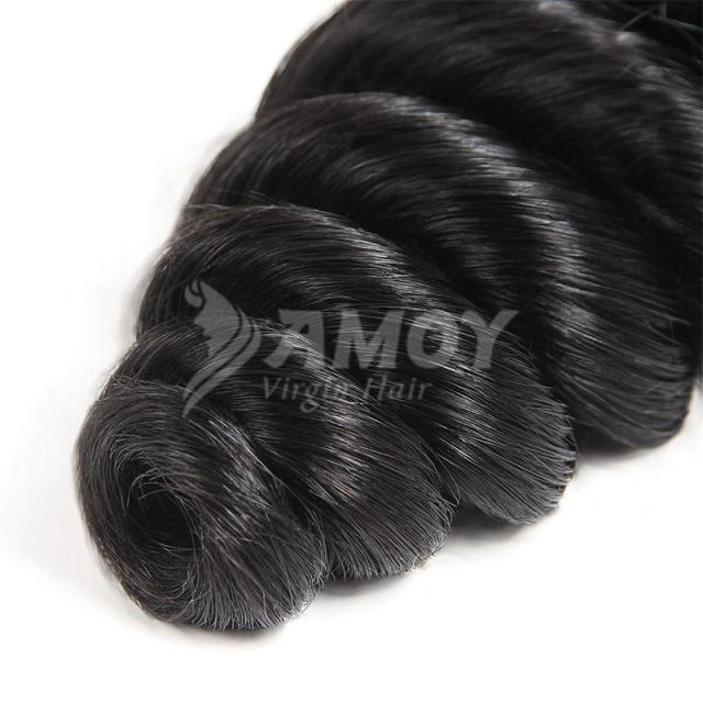 Amoy Virgin Hair Loose wave 8A Remy Hair 3 Bundles with 13*4 Lace Frontal