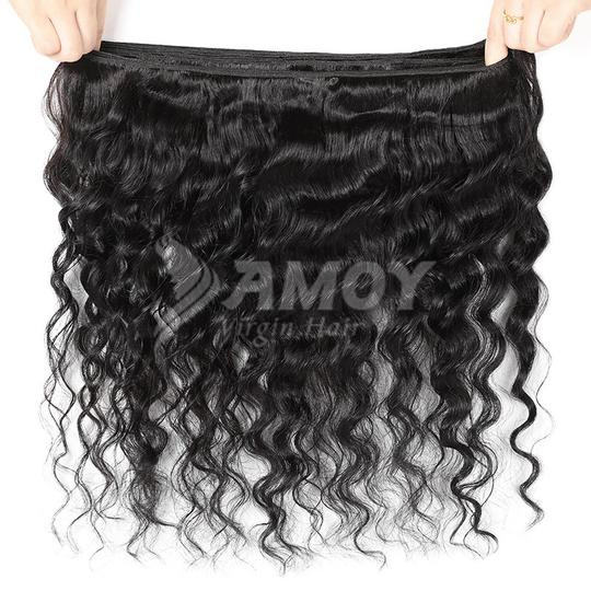 Amoy Virgin Hair Loose Deep 8A Remy Hair 3 Bundles with 13*4 Lace Frontal