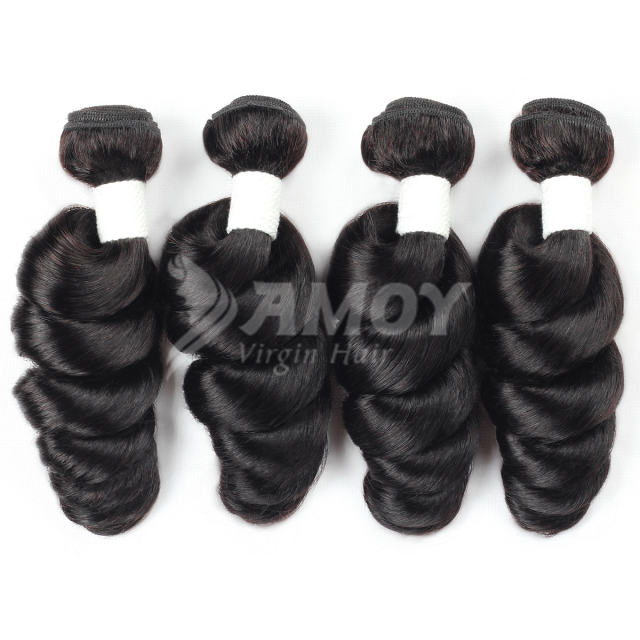 Amoy Virgin Hair Loose Wave 8A Remy Hair 4 Bundles with 13*4 Lace Frontal