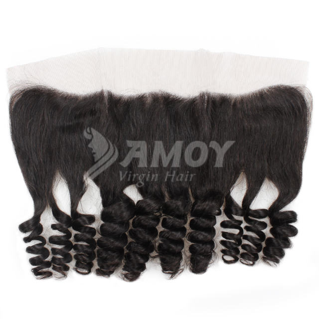 Amoy Virgin Hair Loose Wave 8A Remy Hair 4 Bundles with 13*4 Lace Frontal