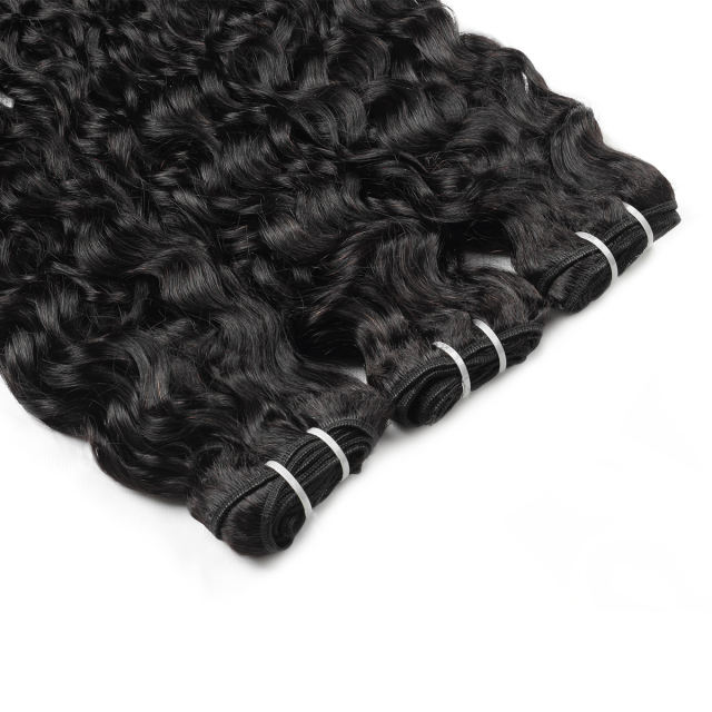 Amoy Virgin Hair Water wave 8A Remy Hair 3 Bundles with 13*4 Lace Frontal