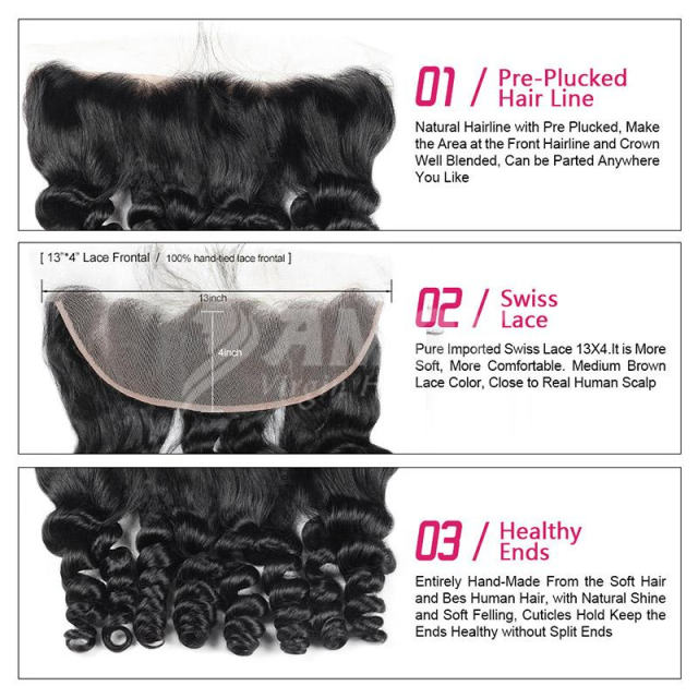 Amoy Virgin Hair Loose Wave 8A Remy Hair 4 Bundles with 13*4 Lace Frontal