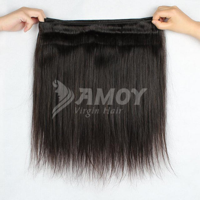 Amoy Virgin Hair Straight 8A Remy Hair 4 Bundles with 13*4 Lace Frontal