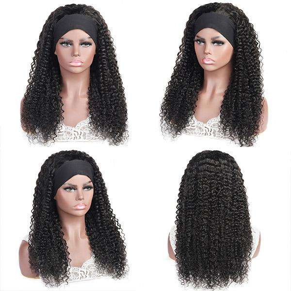 Amoy Virgin Hair Kinky Curly Human Hair Headband Wigs--NO GEL NO SEW IN For beginners, buy one get one free  headband wigs virgin hair