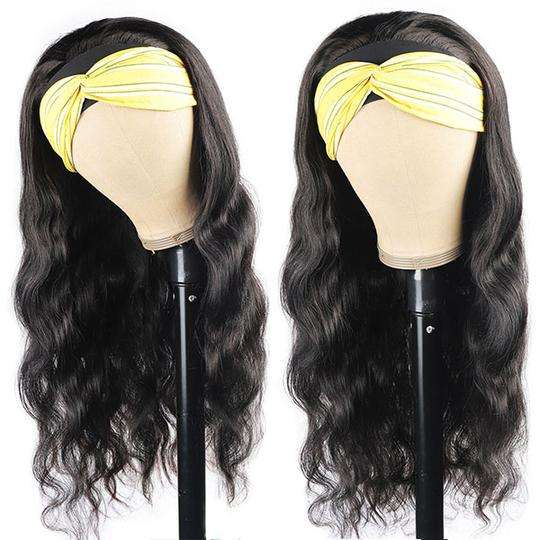 Amoy Virgin Hair Body wave Human Hair Headband Wigs--NO GEL NO SEW IN For beginners, buy one get one free headband