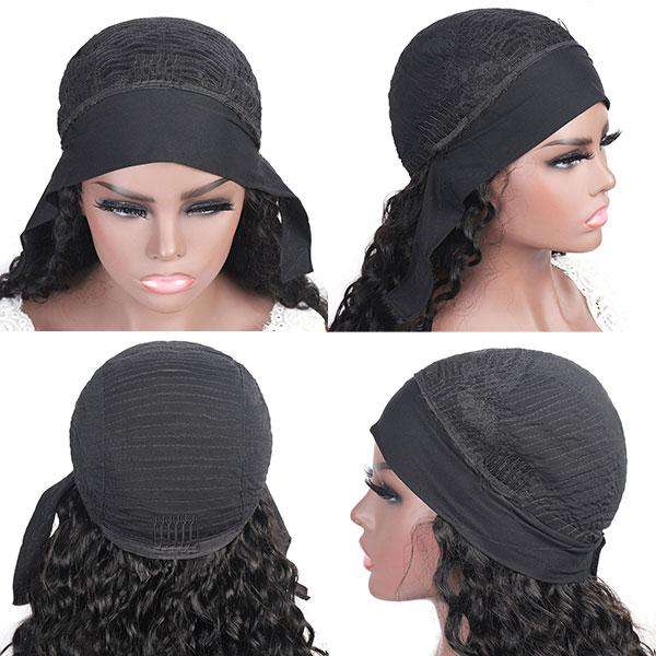 Amoy Virgin Hair Deep wave Human Hair Headband Wigs--NO GEL NO SEW IN For beginners, buy one get one free headband