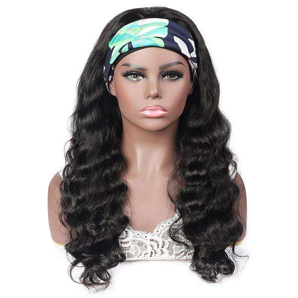 Amoy Virgin Hair Loose wave Human Hair Headband Wigs--NO GEL NO SEW IN For beginners, buy one get one free headband