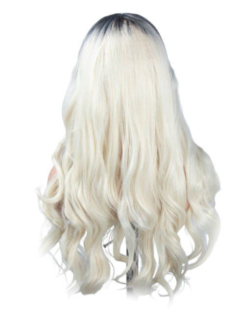 Amoy Virgin Hair Ombre Platinum Machine Made Body Wave Synthetic wigs-- Around 26 Inches Long