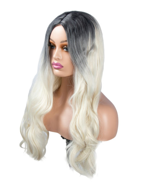 Amoy Virgin Hair Ombre Platinum Machine Made Body Wave Synthetic wigs-- Around 26 Inches Long