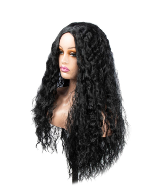 Amoy Virgin Hair Nature Black Machine Made Body Wave Synthetic wigs-- Around 26 Inches Long