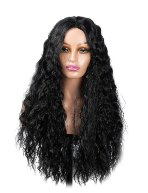 Amoy Virgin Hair Nature Black Machine Made Body Wave Synthetic wigs-- Around 26 Inches Long