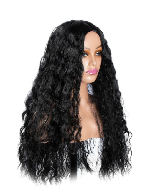 Amoy Virgin Hair Nature Black Machine Made Body Wave Synthetic wigs-- Around 26 Inches Long