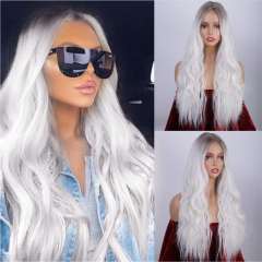 Amoy Virgin Hair Ombre Platinum Machine Made Body Wave Synthetic wigs-- Around 26 Inches Long