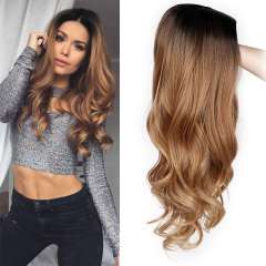 Amoy Virgin Hair Ombre Honey Blonde Machine Made Body Wave Synthetic wigs-- Around 26 Inches Long