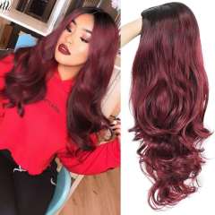 Amoy Virgin Hair Ombre Red Machine Made Body Wave Synthetic wigs-- Around 26 Inches Long