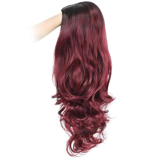 Amoy Virgin Hair Ombre Red Machine Made Body Wave Synthetic wigs-- Around 26 Inches Long