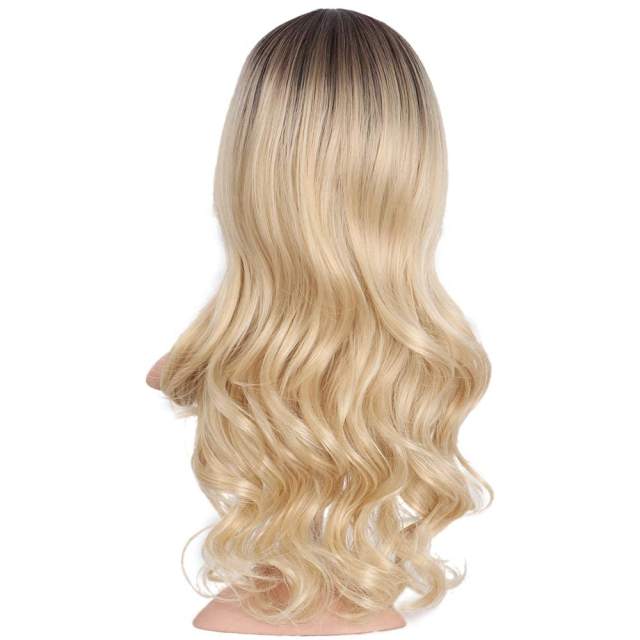 Amoy Virgin Hair Ombre Blonde Machine Made Body Wave Synthetic wigs-- Around 26 Inches Long