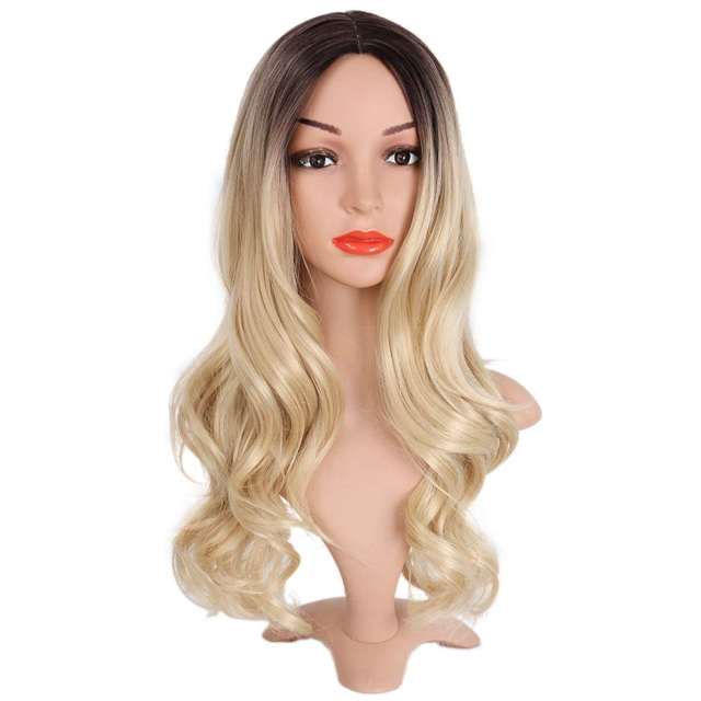 Amoy Virgin Hair Ombre Blonde Machine Made Body Wave Synthetic wigs-- Around 26 Inches Long