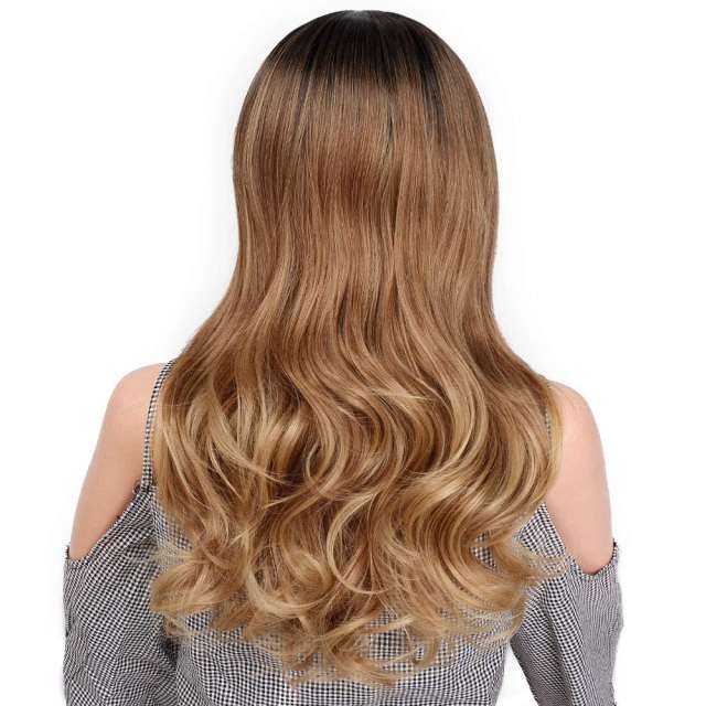 Amoy Virgin Hair Ombre Honey Blonde Machine Made Body Wave Synthetic wigs-- Around 26 Inches Long