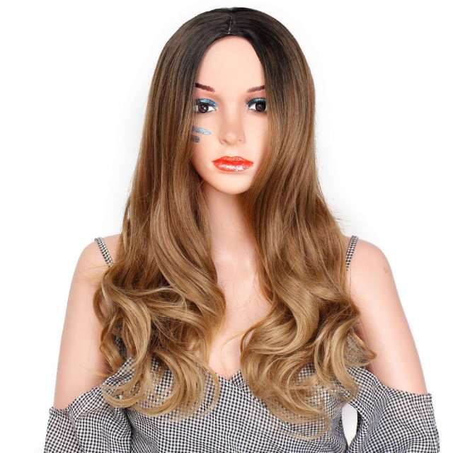 Amoy Virgin Hair Ombre Honey Blonde Machine Made Body Wave Synthetic wigs-- Around 26 Inches Long