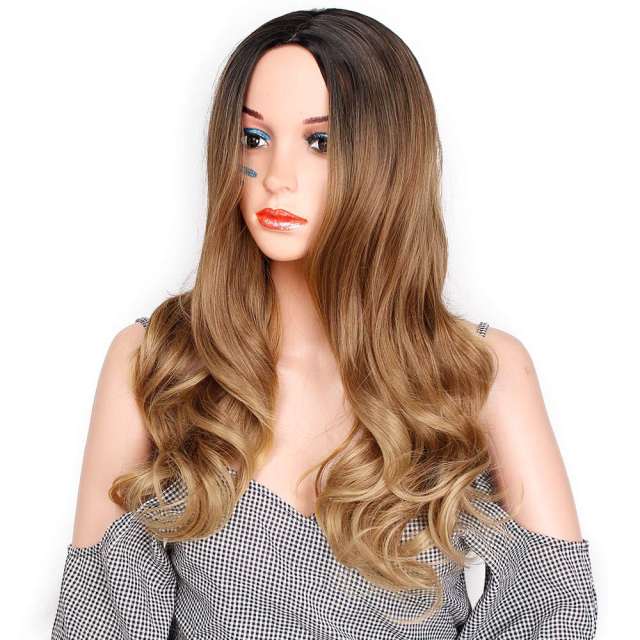 Amoy Virgin Hair Ombre Honey Blonde Machine Made Body Wave Synthetic wigs-- Around 26 Inches Long