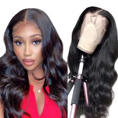 Amoy Virgin Hair 13*4 Natural Black Hairline Body Wave Human Hair Lace Front Wigs
