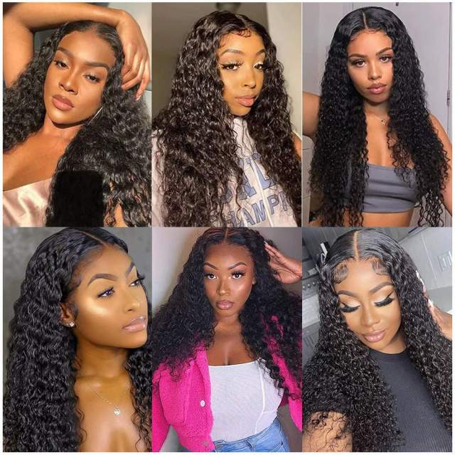 Amoy Virgin Hair 13*6 Natural Black Hairline Water Wave Human Hair Lace Front Wigs