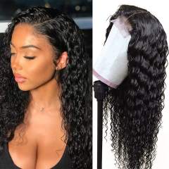 Amoy Virgin Hair 5*5 Natural Black Hairline Water Wave Human Hair Lace Front Wigs