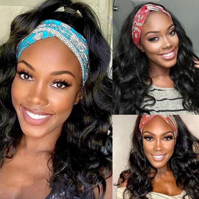 Amoy Virgin Hair Loose wave Human Hair Headband Wigs--NO GEL NO SEW IN For beginners, buy one get one free headband