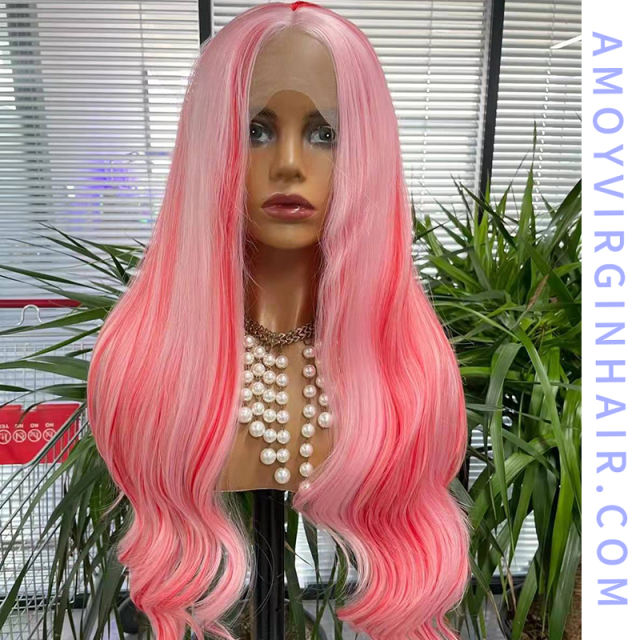 Lace Frontal  Mix T27 with 613 Color/Mix Light Pink with Rosy Color  Synthetic Wigs ,150% Density 24 Inches|3x2.5-3 Lace Cap with Natural Hairline